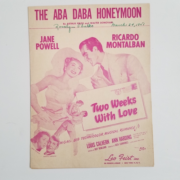 Pink THE ABA DABA HONEYMOON 1942 Sheet Music Two - Picture 6 of 6